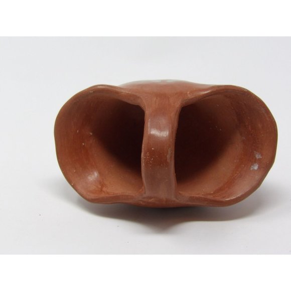 Vintage Handmade Miniature Terracotta Glazed Bridal Basket 3" H x 4 1/2" L x 2 3 - Picture 9 of 10